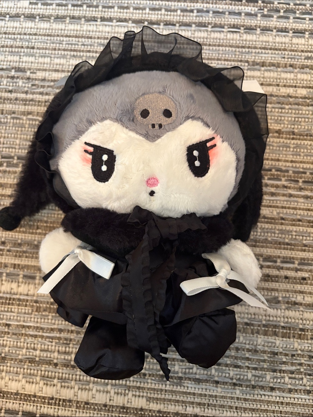 Sanrio Kuromi-Style Plush Doll in Black, Gray & White
